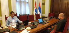 4 May 2020 MPs Dragan Sormaz and Zarko Micin in video conference with the attendees of the NATO College Rome 136th Flag Officers Course 